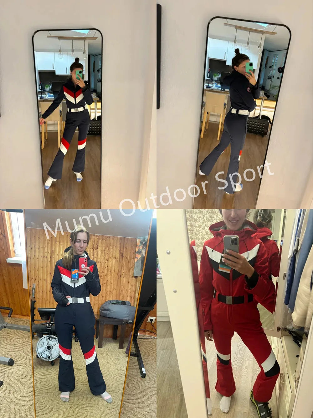 Women One Piece Ski Suit Winter Snowboard Jumpsuit Waterproof Windproof Thicken Hooded Outdoor Sport Wear for Mountain Hiking