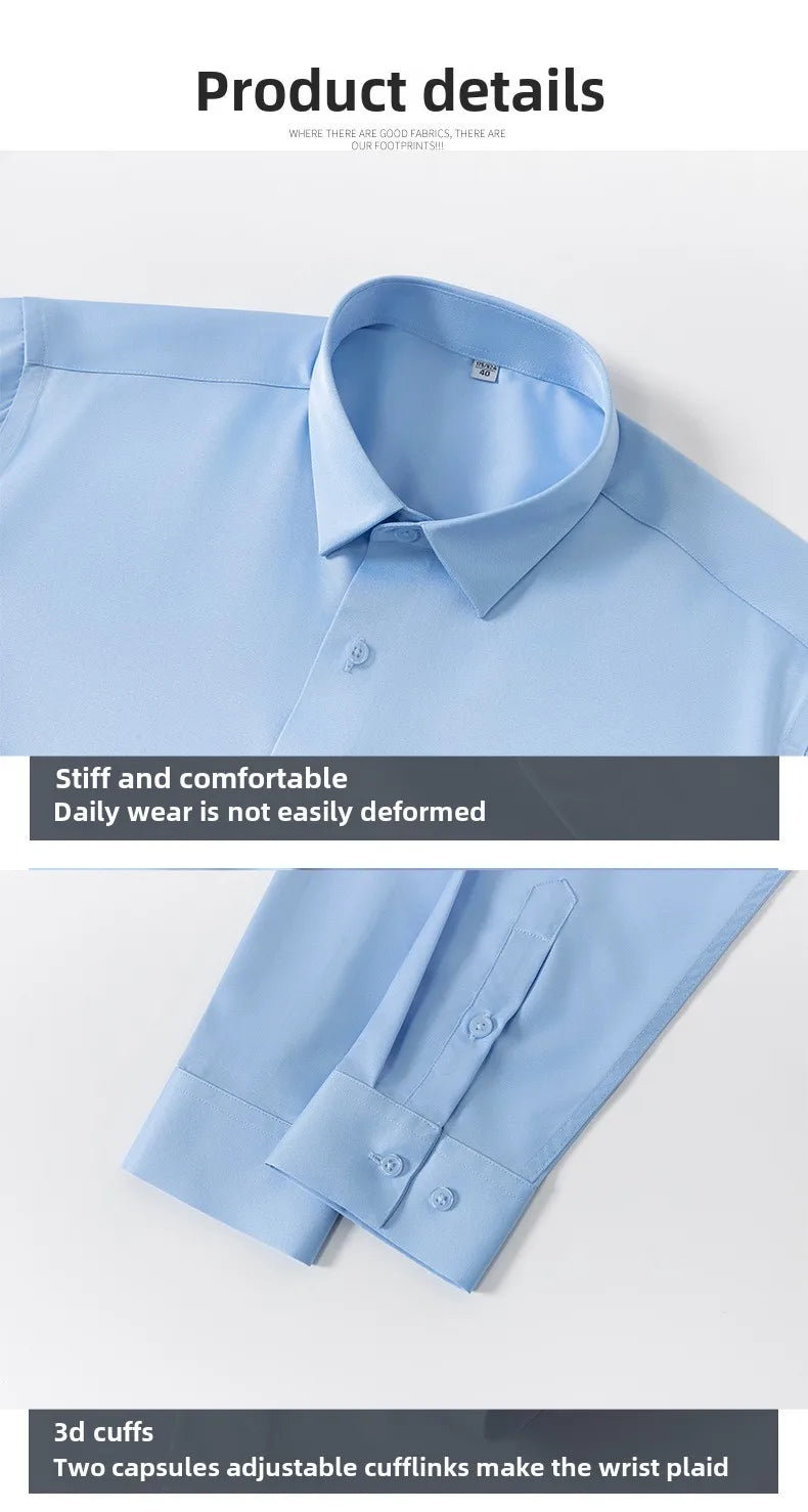 Silk cotton long sleeved shirt men's pure white shirt 2025 spring high-end sense inch shirt casual business suit formal wear