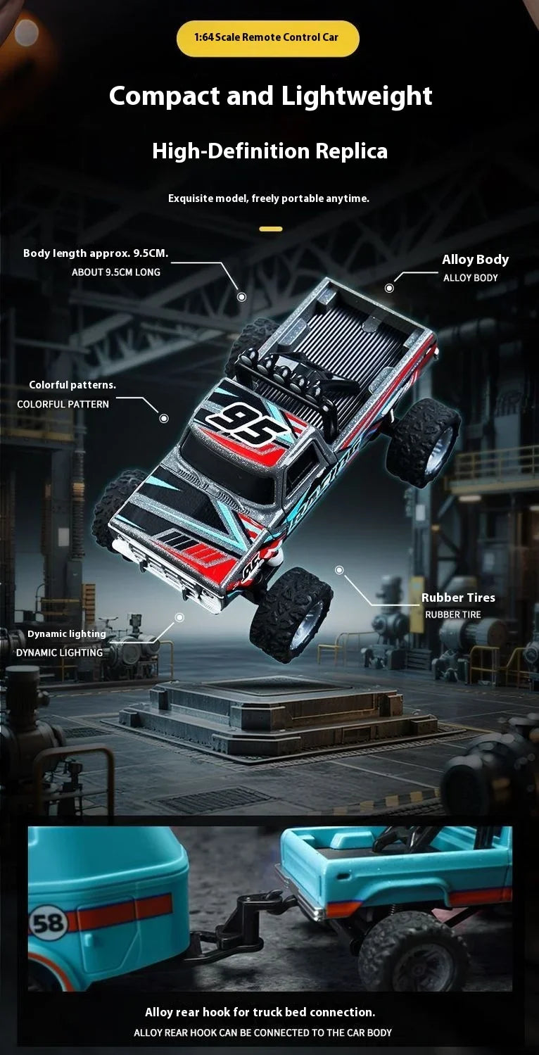 New RC Car MINI Alloy 1/64 Remote Control Car Convenient to Carry 60 Minutes of Work Time Children's Gifts Electronic Toys