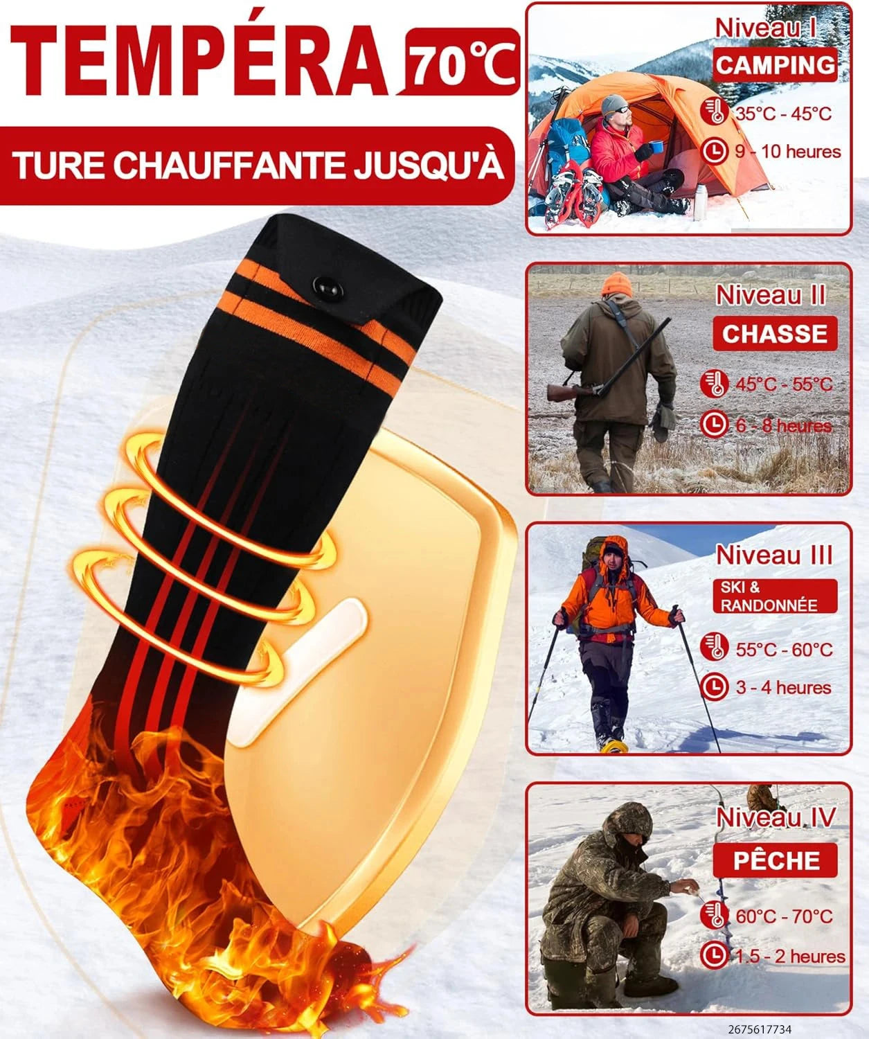 Heated Socks Winter Rechargeable 5000mah Electric Heated Skiing Socks Women Men Outdoor Skiing Socks Sports Foot Warm Equipment