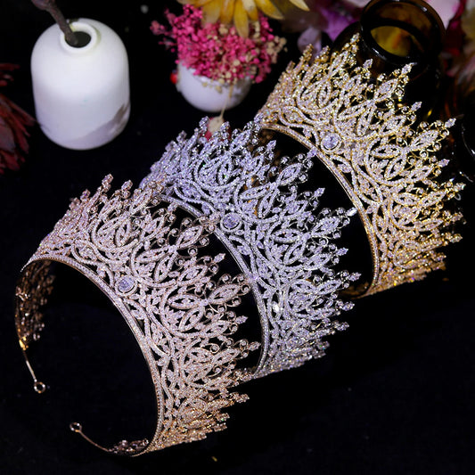 Luxury Miss Universe Queen Crown Crystal Big CZ Jewelry Tiara for Women Bride Hair Accessories Wedding Headdress Zircon Diadema