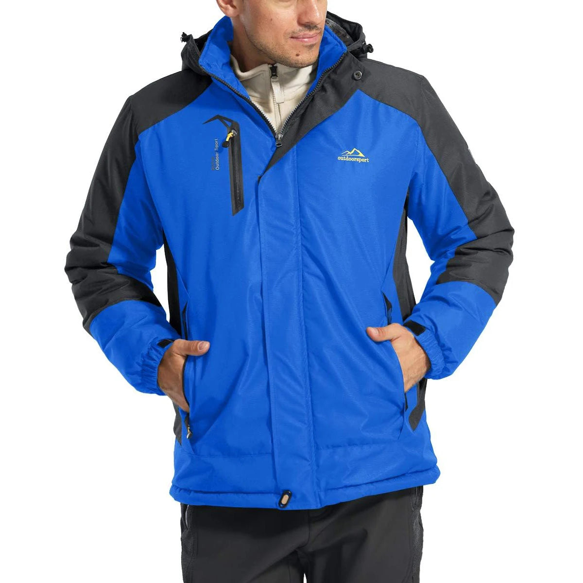 TACVASEN Men's Fleece Lined Skiing Jacket Windproof Detachable Hood Winter Thicken Warm Parkas Waterproof Outdoors Working Coat