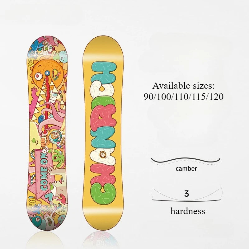 Children's All-Mountain Snowboard 80-120cm, Light Poplar Core Twin Symmetric for Beginner/Advanced Kids & Boys Girls