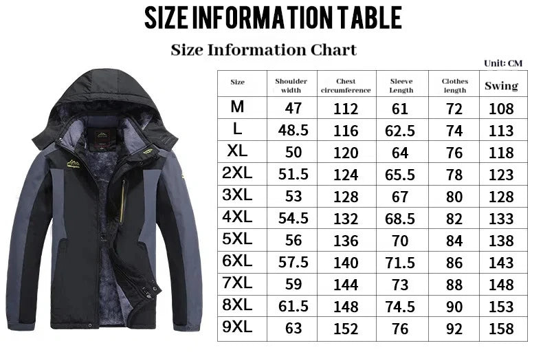 Winter New Waterproof Coat for Men, Winter with Added Velvet and Thick Warm Top, Men's Casual Loose Ski Jacket Jacket Quality