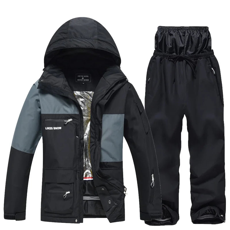 New Men Women Skiing and Snowboard Overalls Ski Suit Winter Thermal Waterproof Windproof Mountain Snowsuit Jacket and Pants Set