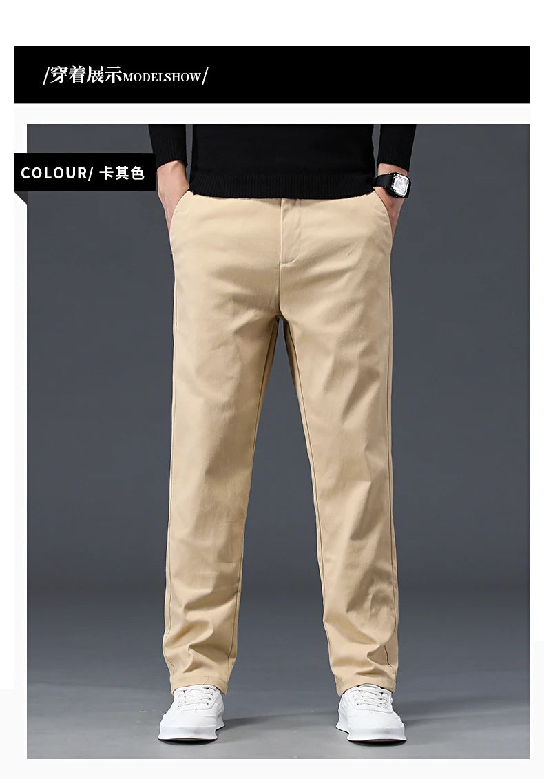98% Cotton Men's Chinos & Casual Pants, Khaki Pants, Loose Straight , Streetwear Men ,Twill Pants,  Tall Men STRAIGHT Trousers