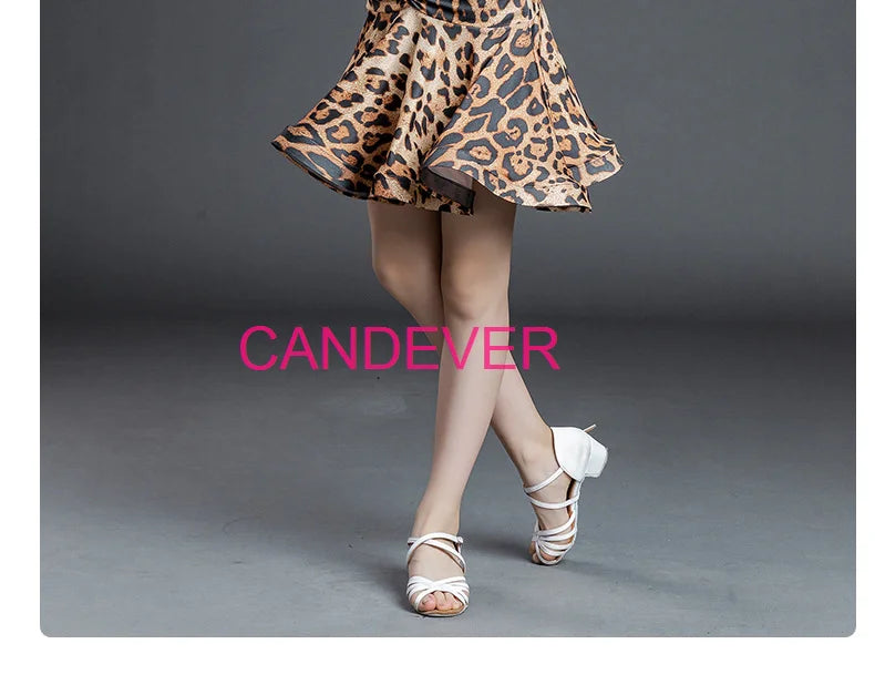 sexy Latin Dance Costume For Girls Ballroom Salsa Tango top Skirts Kids Child lace Leopard Latin Dance Split Dress Leotard Skirt
