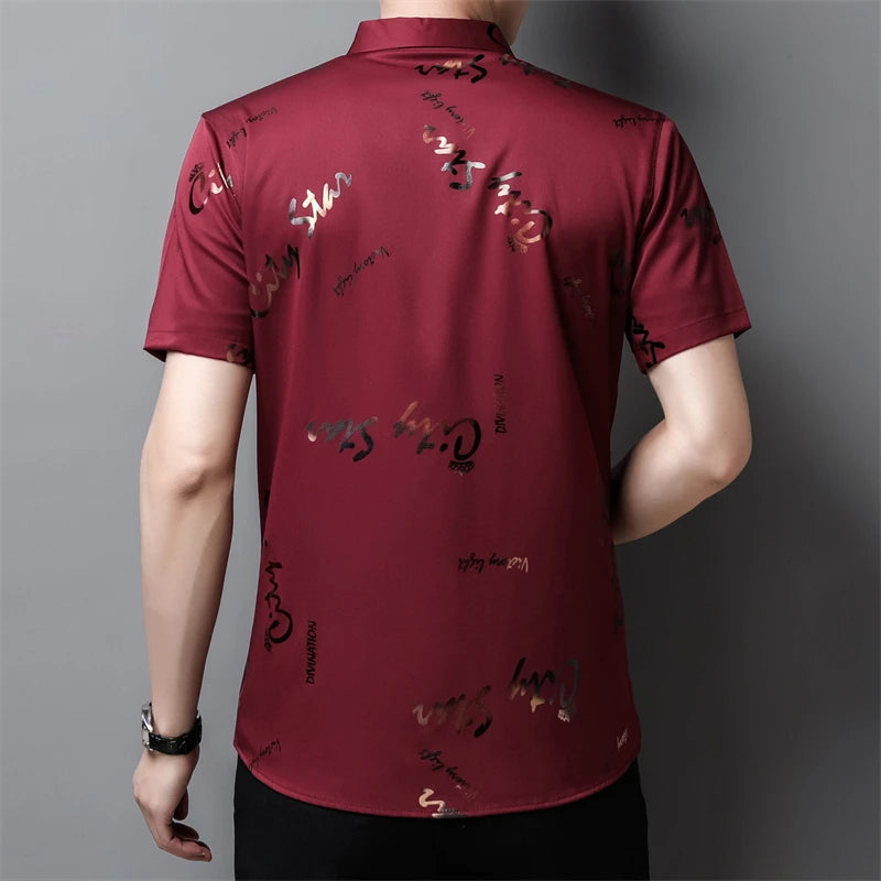 Men's Business Casual Short Sleeve Shirt New No Iron Wrinkle Resistant Top Easy Care Comfortable Fit for Office And Work