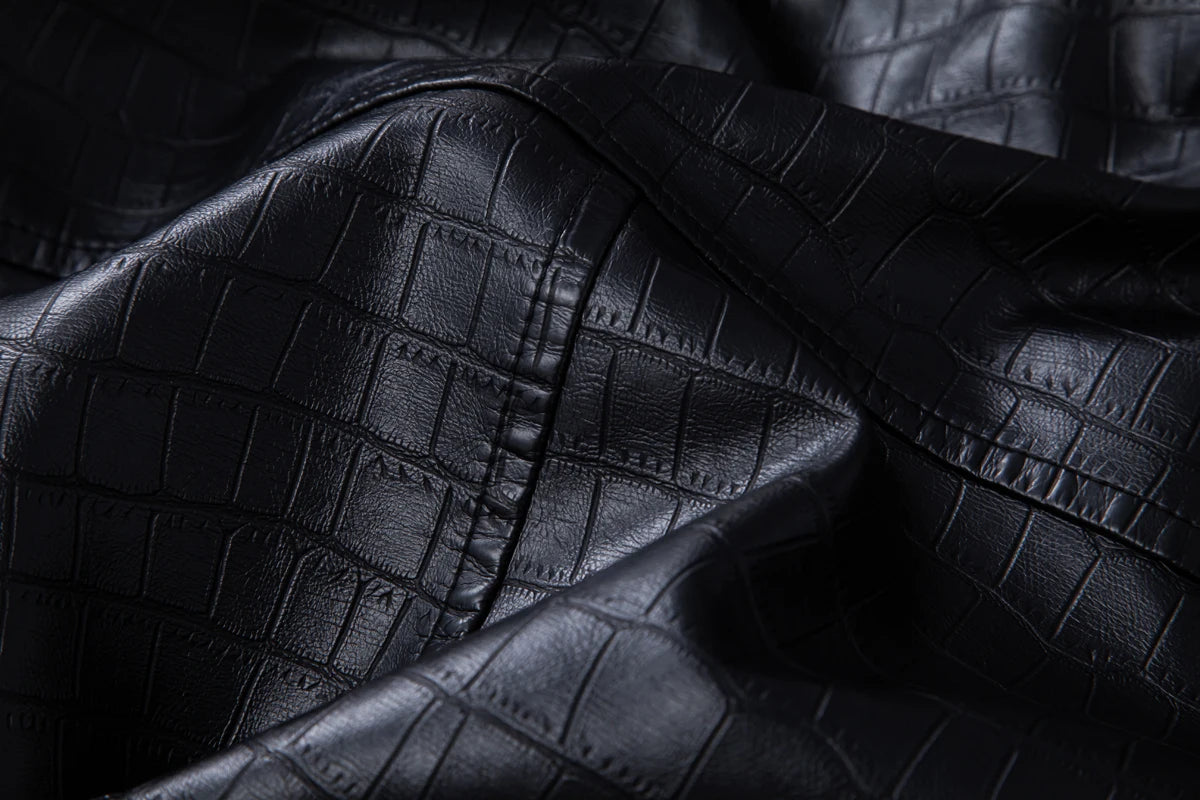 Men's faux crocodile PU leather jacket with vintage lapels