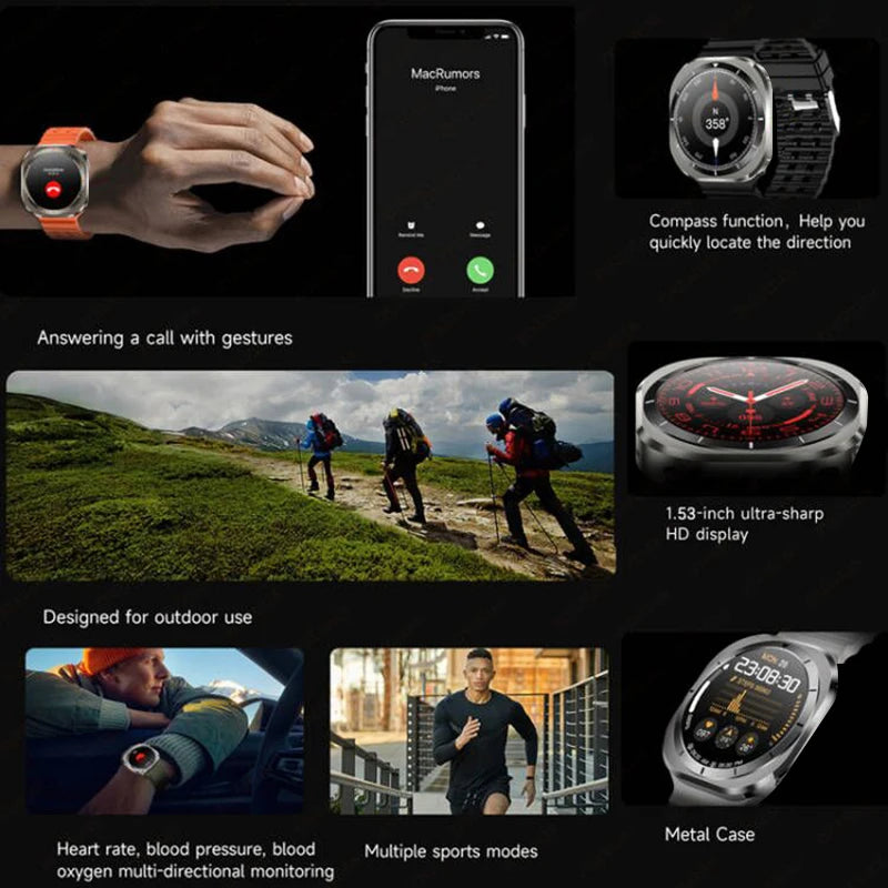 2026 New Watch 7 Ultra Smart Watch Men 3D Display Sport SmartWatch GPS NFC Compass Blood oxygen Smartwatch Women For Android IOS