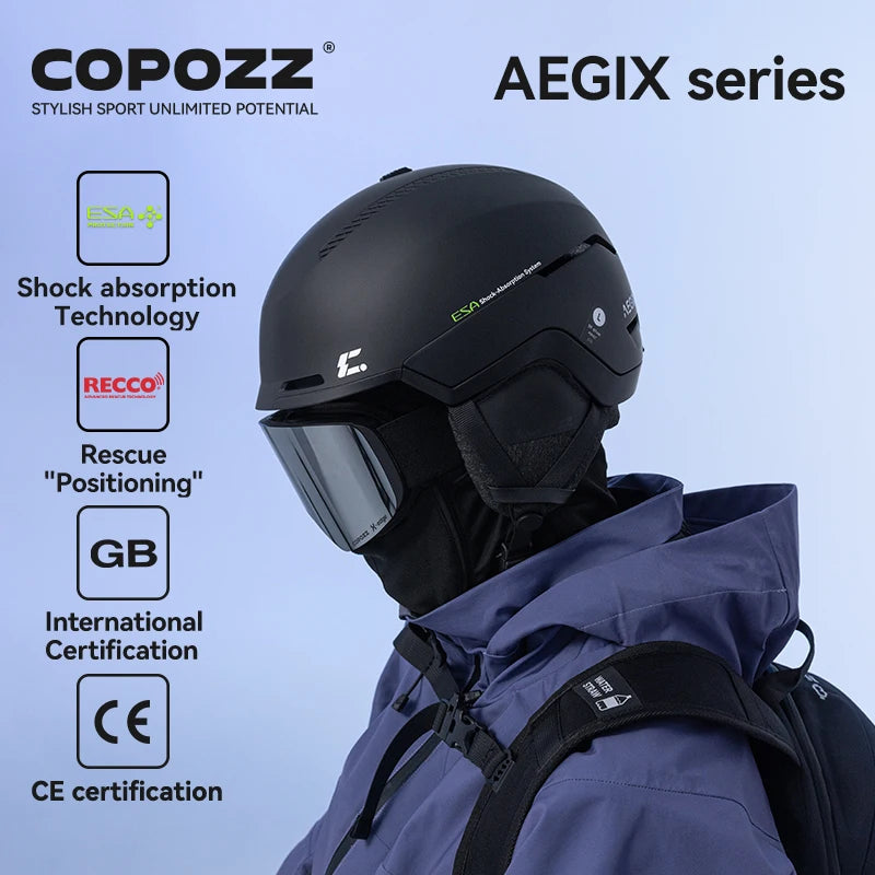 COPOZZ Winter Ski Helmet One-piece Adult Universal Snow Helmet Skating Ski Snowboard Outdoor Sports Helmets with RECCO Reflector
