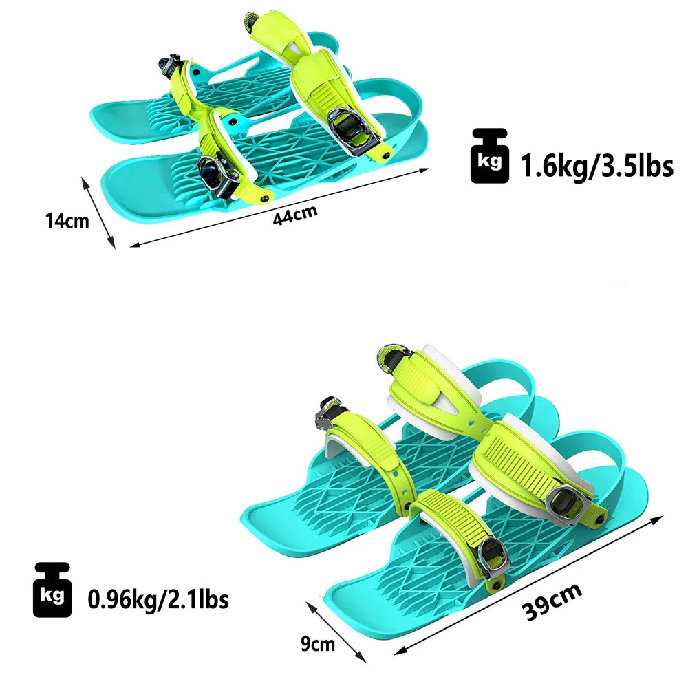 Adult Mini Ski Skates Snow Short Adjustable Bindings Portable Skiing Shoes Skiboard Snowblades for Winter Sports