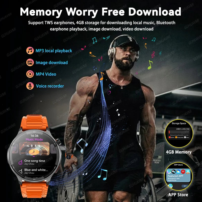Newly T-Rex3 Ultra 4GB Memory GPS Sports Smart Watch Offline Map 1.43" AMOLED Display 3ATM Flash Charge Fitness Call Smartwatchs