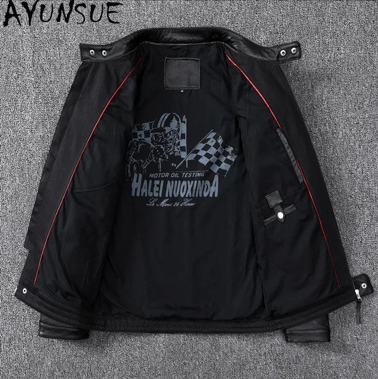 Mens Leather Jacket Autumn Men Clothing Handsome Motorcycle Jackets Two Colors Short Coats Kurtka Męska Skórzana Slim