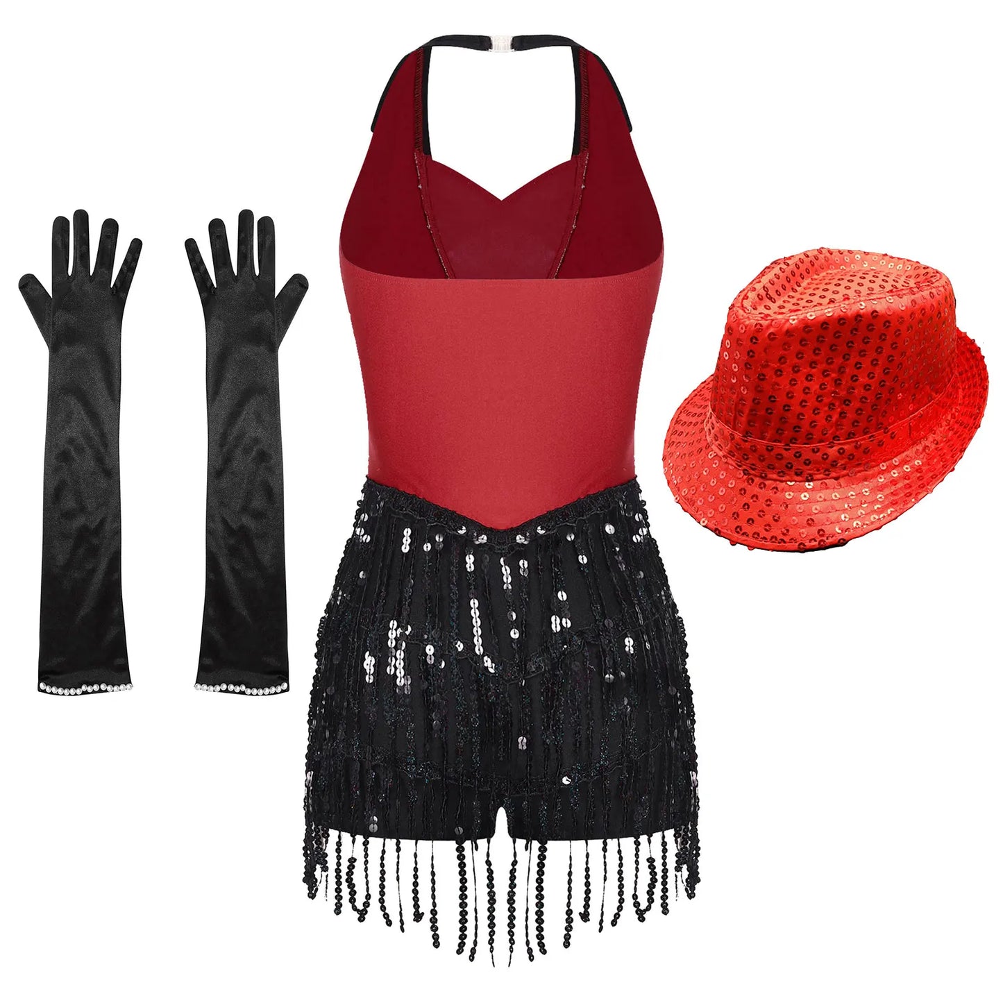 Women Modern Dance Dress Performance Costume Shiny Sequins Sleeveless Latin Jazz Tango Salsa Dance Leotard Bodysuit Dress Outfit