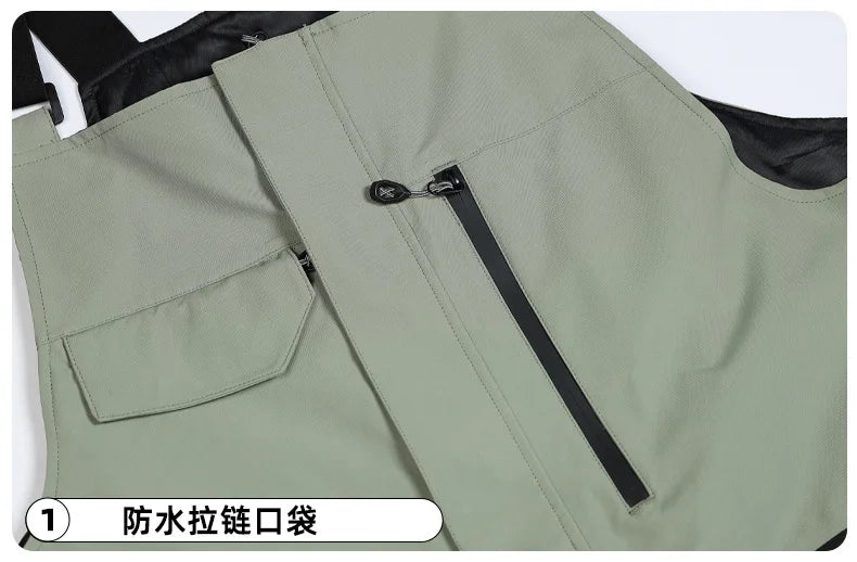MUTUSNOW 2025 New Winter Women's and Men's Ski Strap Pants Windproof Waterproof Snowboarding Pants Outdoor Snowboard Overalls