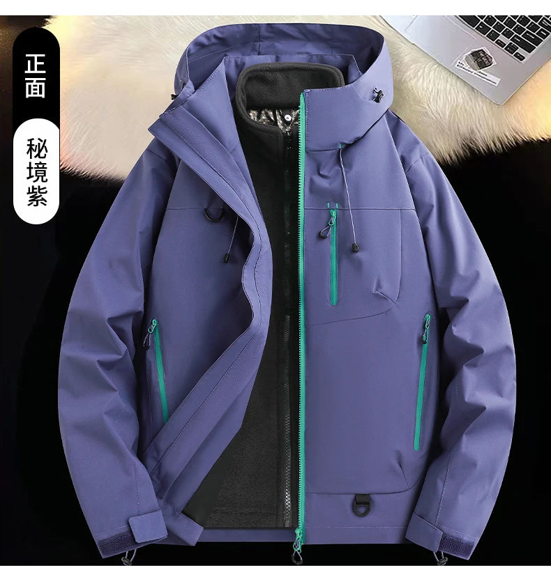 Mountaineering Suit Coat Outdoor Ski Jacket Autumn Winter Three-in-one Windbreaker Men's Women's Couple Three-proof Jacket Men's
