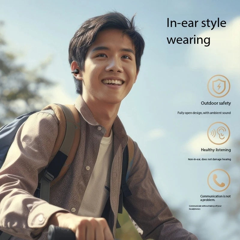 New Mirror-Style Digital Display Soft Silicone Ear Clip Wireless Bluetooth Headphones with Noise Reduction, High-Definition, and Lossless for Sports