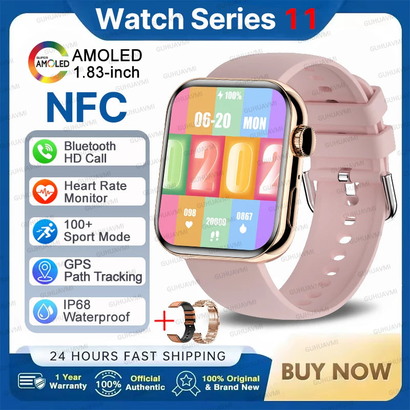 2026 New For iOS Watch Series 11 Smart Watch Ultra HD AMOLED GPS NFC Heart Rate IP68 Waterproof Sport Fitness Call Smartbracelet