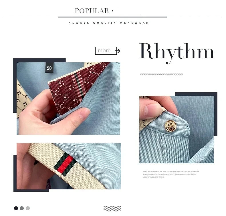Advanced letter embroidery short sleeve polo shirt light luxury brand business leisure summer men's T-shirt fashion lapel top