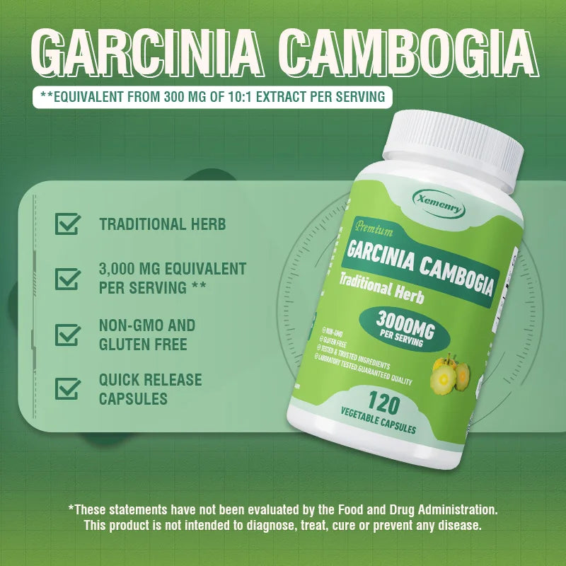 Garcinia Cambogia Capsules - Fat Burning & Cellulite Burner Detox, Weight Management, Metabolism Boost
