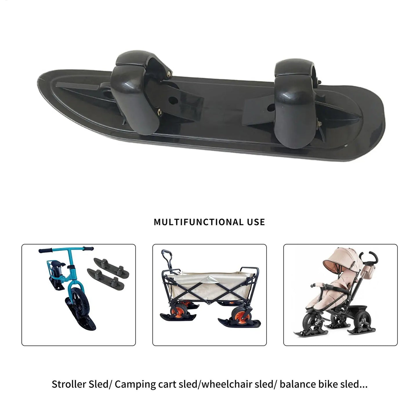 Ski Board Sled 2 in 1 Outdoor Winter Snowboards Stroller Skis Glider Snowboards for Cycling Bicycle Jogging Sports Outdoor Paths