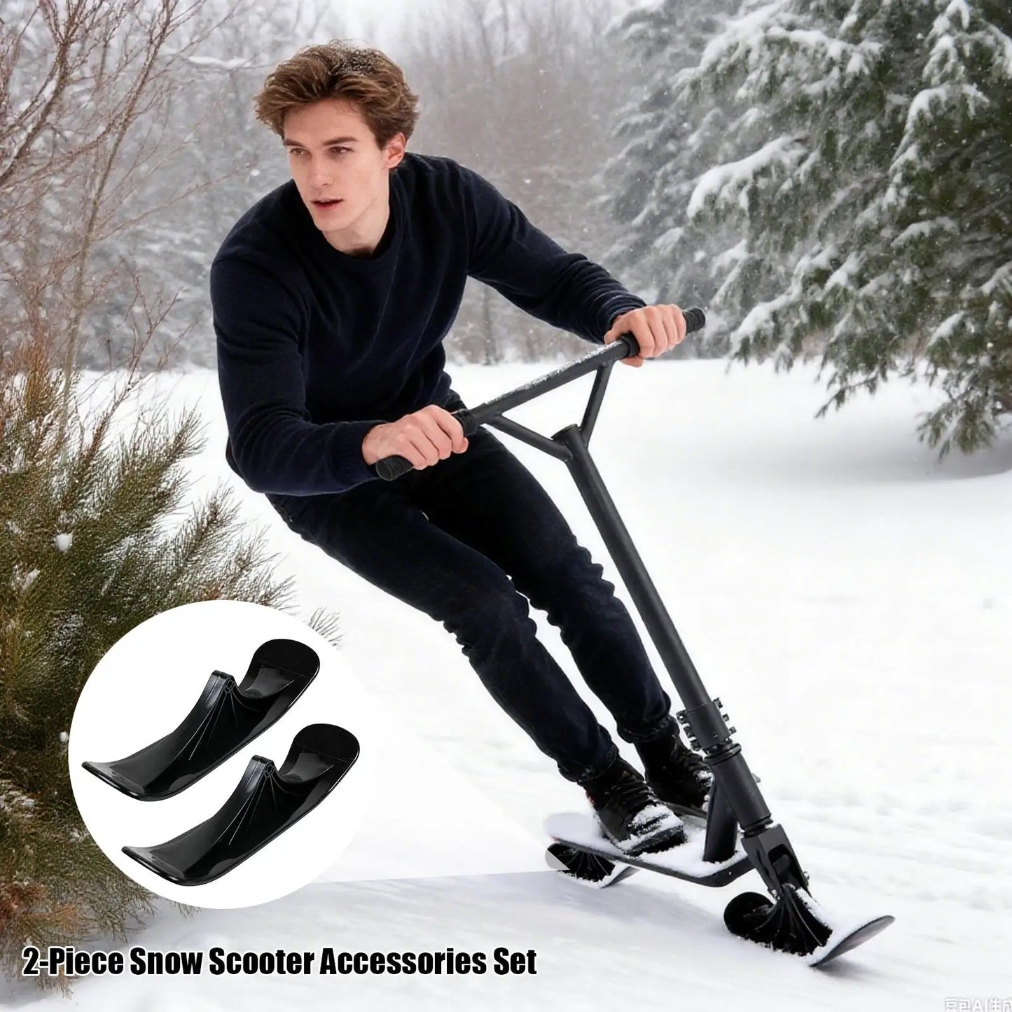 All-Terrain Snow Sled Conversion Kit, Lightweight Ergonomic Skis for Sand Grass Gravel, Year-Round Fun for Park Beach Outdoor