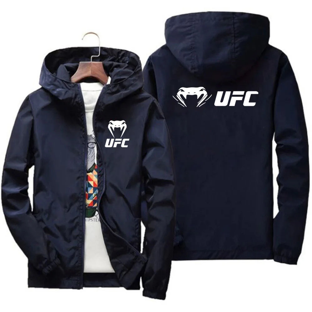 2025 UFC Fighting Logo Breathable Fashion Fitness Zipper Jacket Casual High Quality Hooded Baseball Jacket Outdoor Sports Jacket