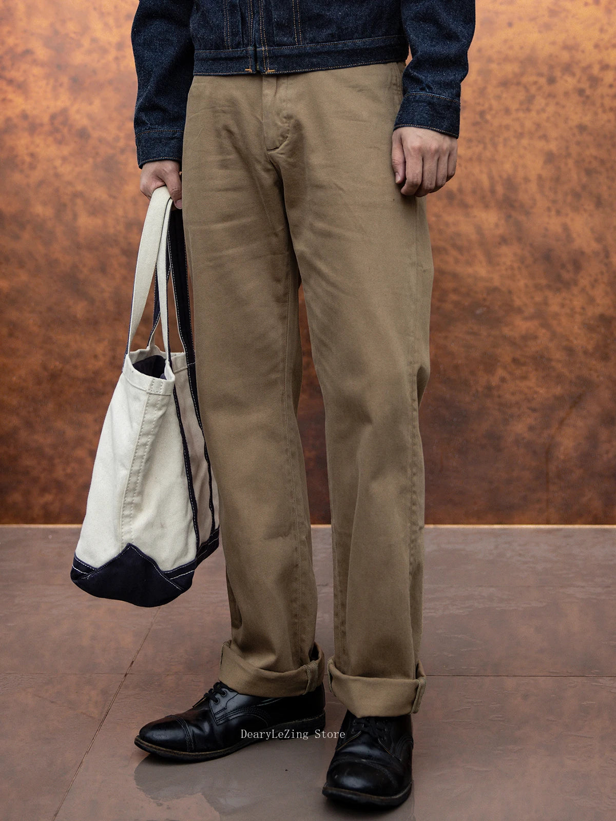 Red Tornado 11.5oz Cotton Twill Chino Garment Dyeing Vintage American Workwear Men's Pants Straight Leg