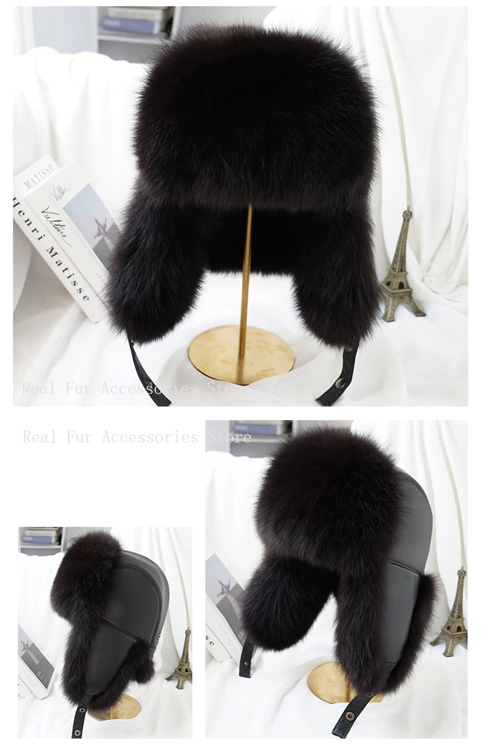 Hot high-end luxury fur hat Men's fox fur hat Lei Feng cap ear cap fur necessary hat Real fur hat 100% Sheepskin top fox hat