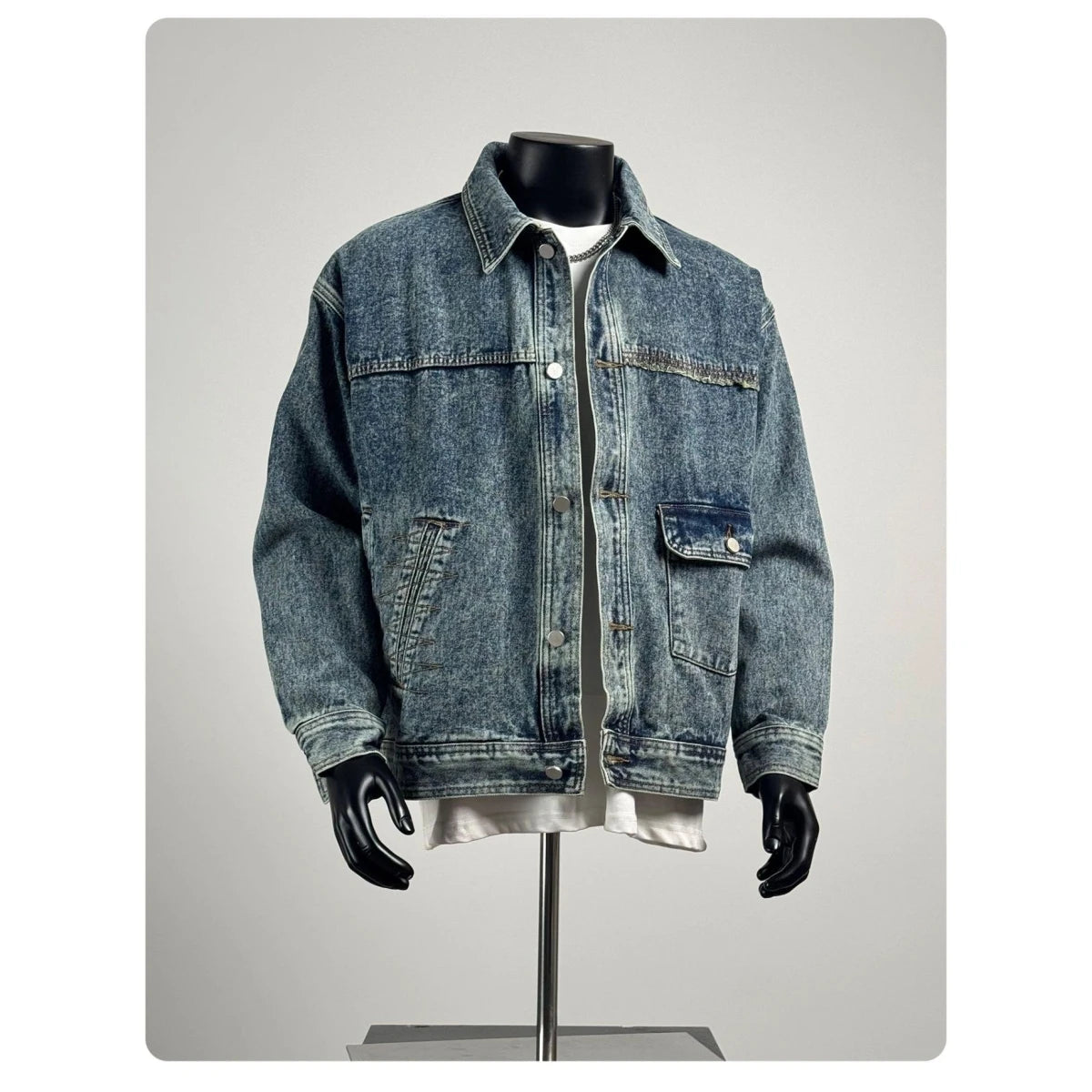 Loose Casual Men's Denim Jaet Spring Autumn New Sle Trendy Outerwear Workwear Classic Waed Cotton Polyester Blend