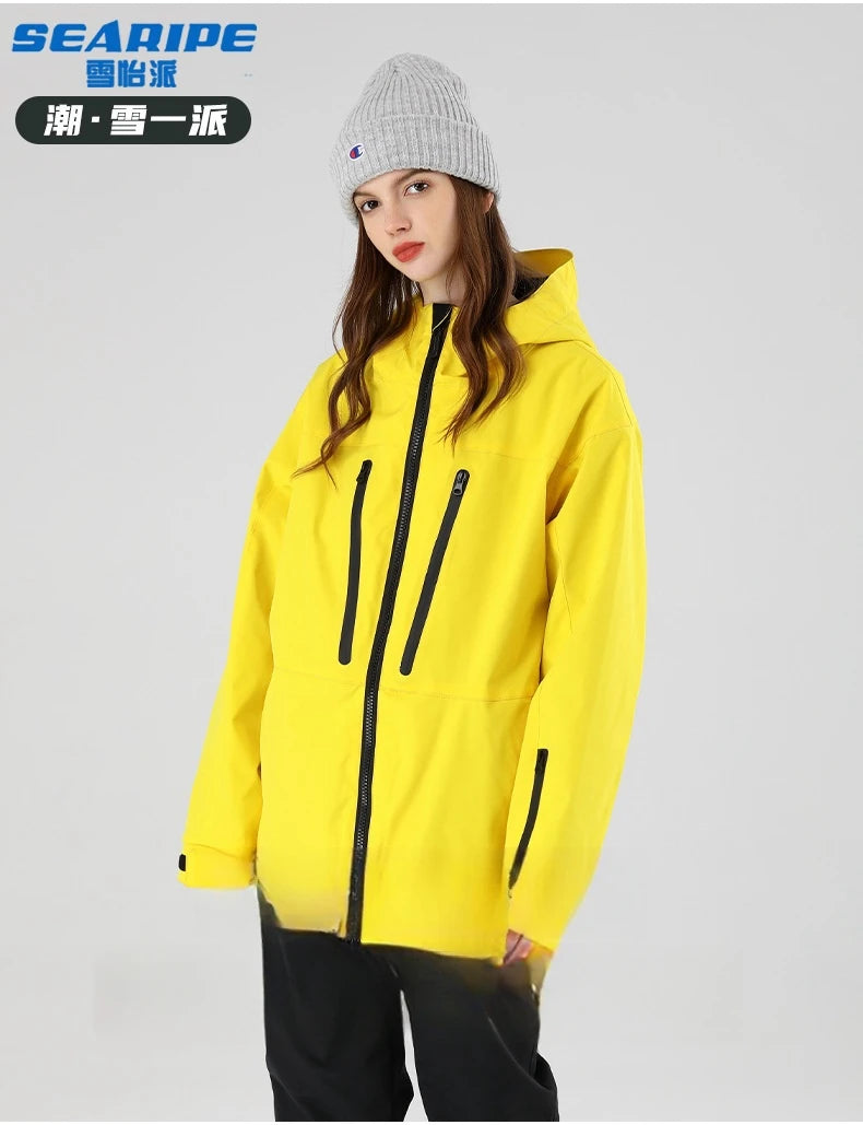 SEARIPE Winter Men Women Hooded Ski Jacket Waterproof Breathable Warm Snowboarding Coats Male And Female Outdoor Skiing Tops