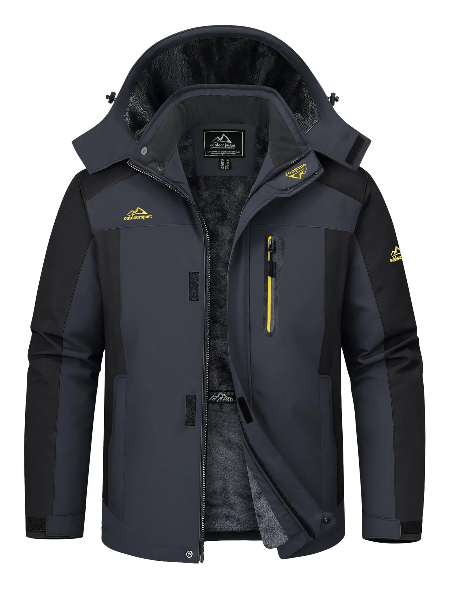 TACVASEN Winter Fleece Lining Jackets Waterproof Mens Ski Snowboard Parka Windproof Removable Hoodie Coats Casual Windbreaker
