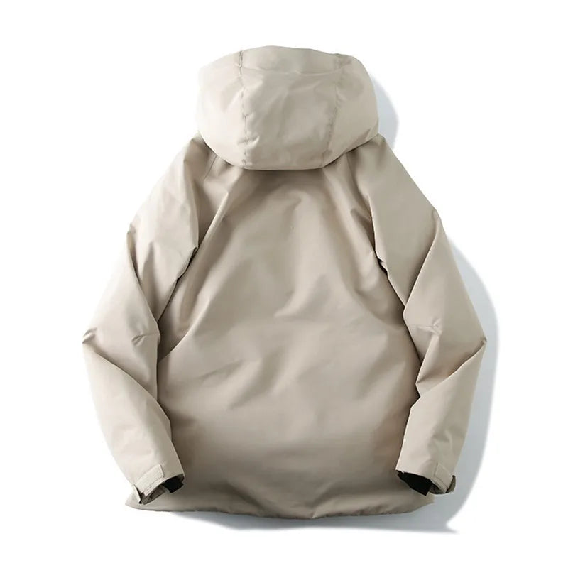 Four Season Waterproof Ski Jacket - Warm City Outdoor Jacket With Color Blocks, Windproof Tape Structure, Neutral Design