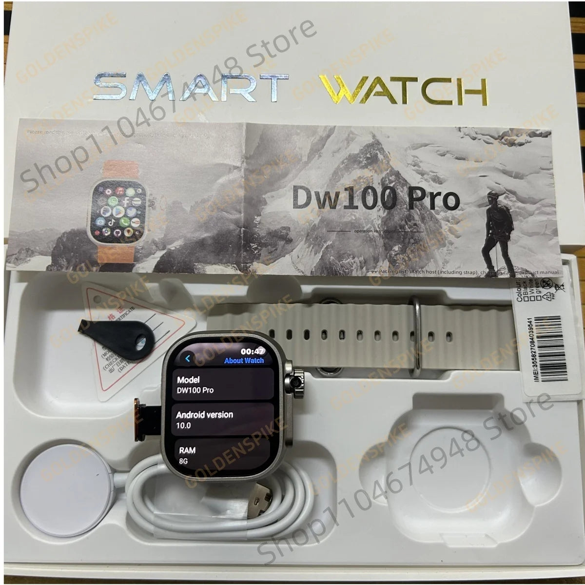 DW100 Pro Android Smartwatch Fingerprint Unlock Control Smart Watch 256GB ROM Free Download App WIFI GPS Camera 2.29inch Amoled