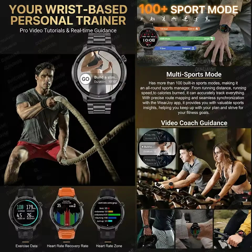 Newly T-Rex3 Ultra 4GB Memory GPS Sports Smart Watch Offline Map 1.43" AMOLED Display 3ATM Flash Charge Fitness Call Smartwatchs