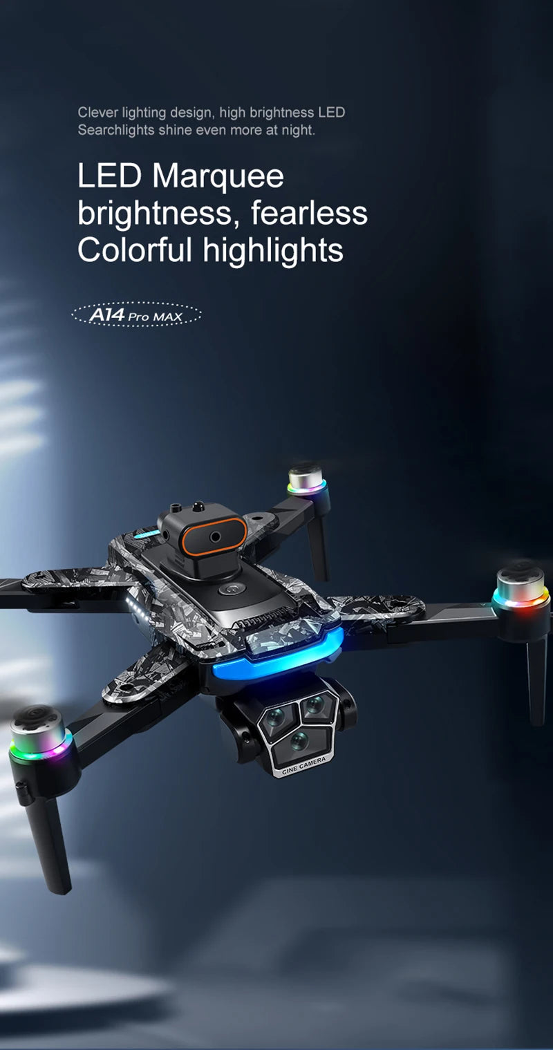 Upgrade A14 Pro Max Drone Aerial 8K HD Dual-Camera 5G WIFI GPS Brushless Motor Optical Flow Obstacle Avoidance RC Drone 10000M