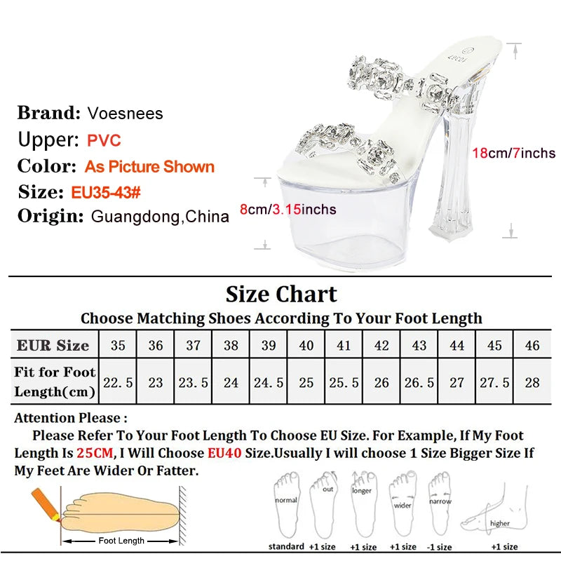 Summer PVC Transparent Slippers Designer 2025 new Women Clear Platform 18CM Super High Heel Slides Sandals Nightclub Dance Shoes