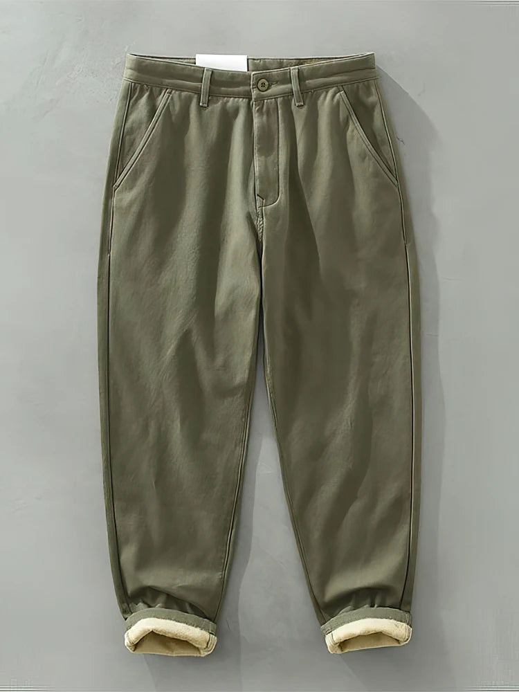 100% Cotton Casual Chino Pants Men Loose Jogger Pants Sport Sweatpants Straight Khaki Trousers