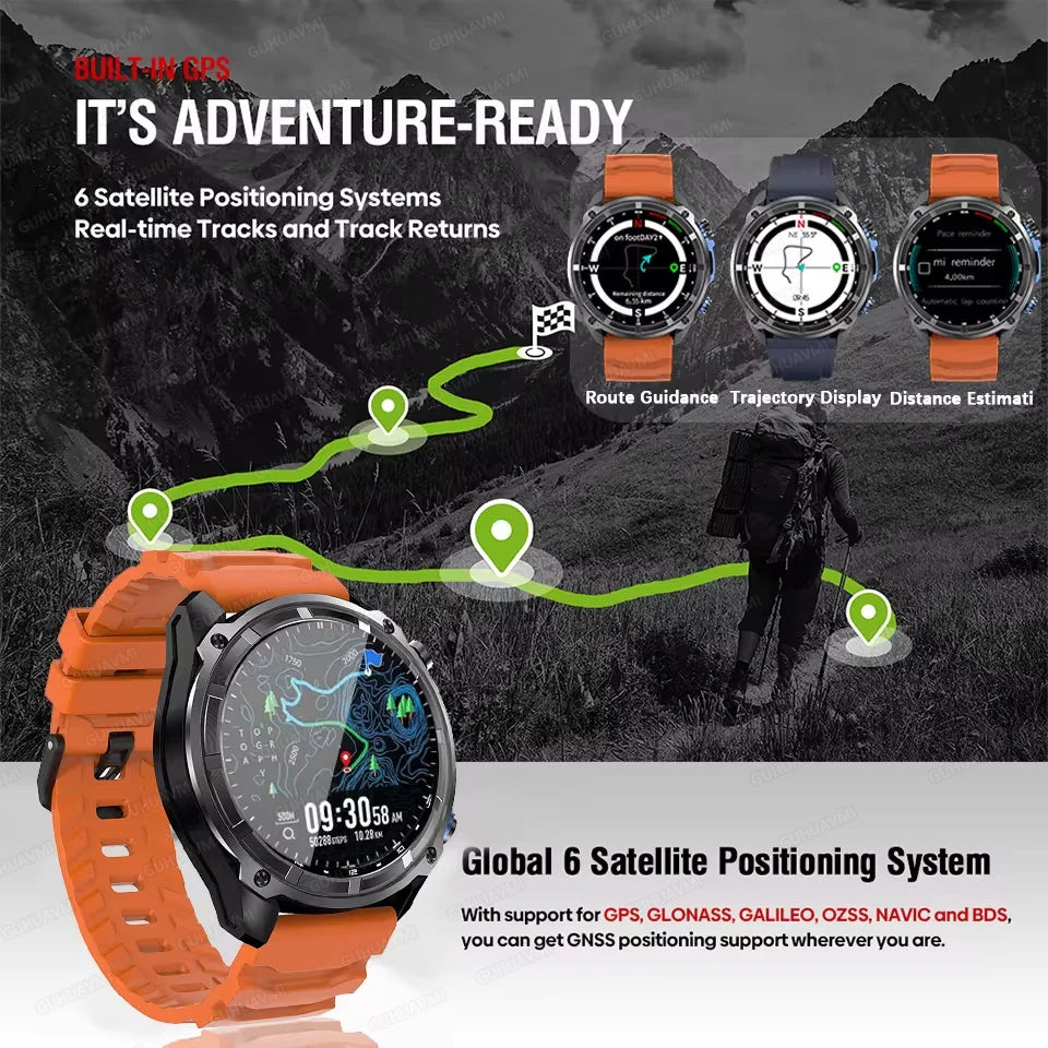 2025 Military Offline map 1000mAh Battery Smart Watch 4GB Big Memory GPS Navigation MP3/MP4 Player Swim Sports trackr Smartwatch