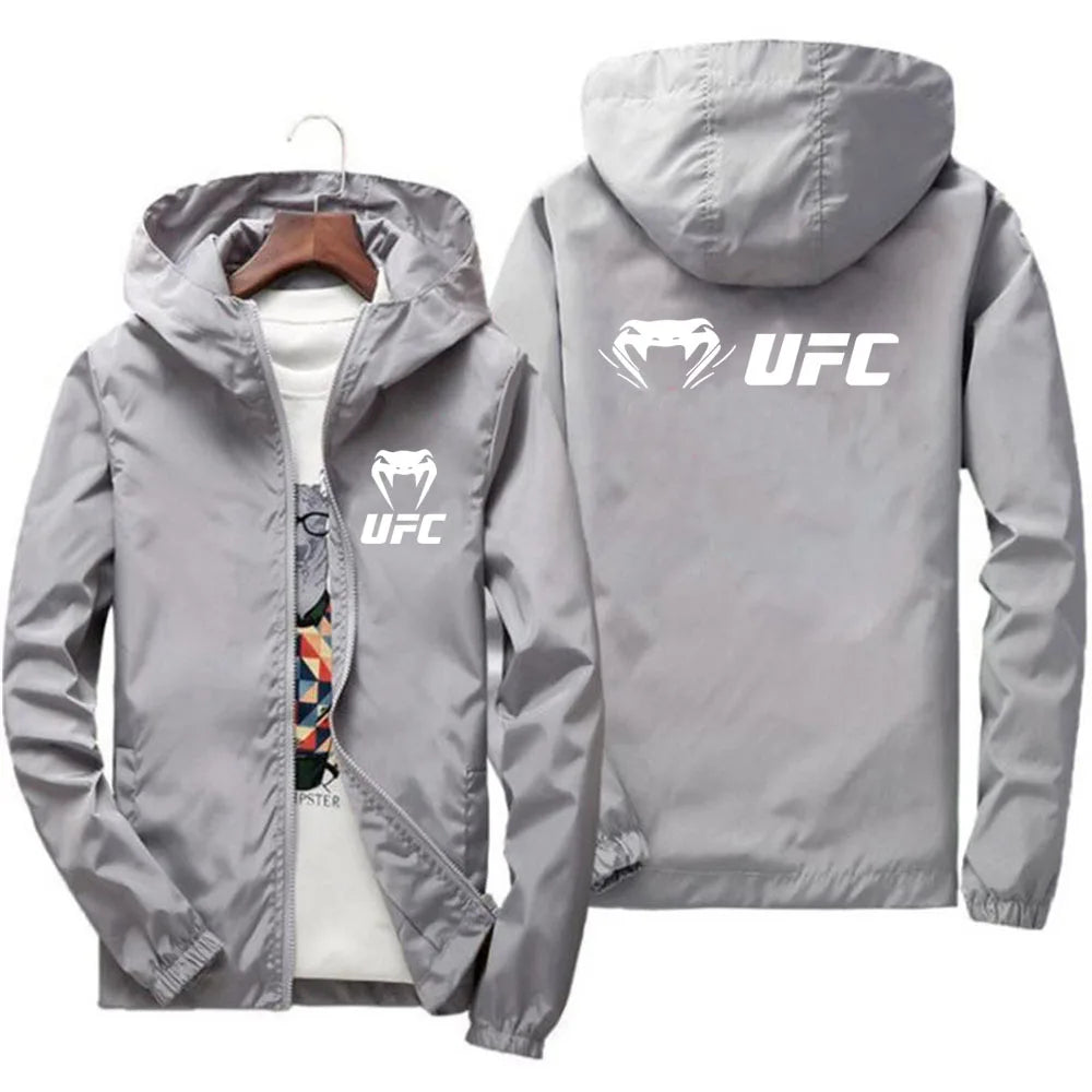 2025 UFC Fighting Logo Breathable Fashion Fitness Zipper Jacket Casual High Quality Hooded Baseball Jacket Outdoor Sports Jacket