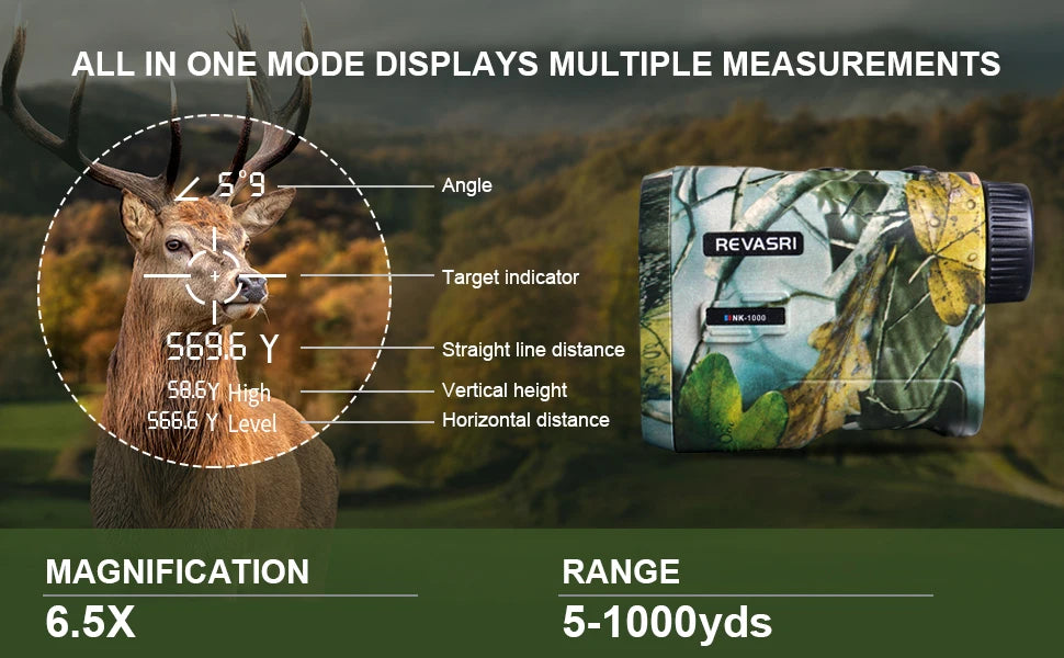 REVASRI Laser Rangefinder 1000M Hunting Range Finder with Rechargeable Battery Outdoor Target Acquisition Technology Monocular