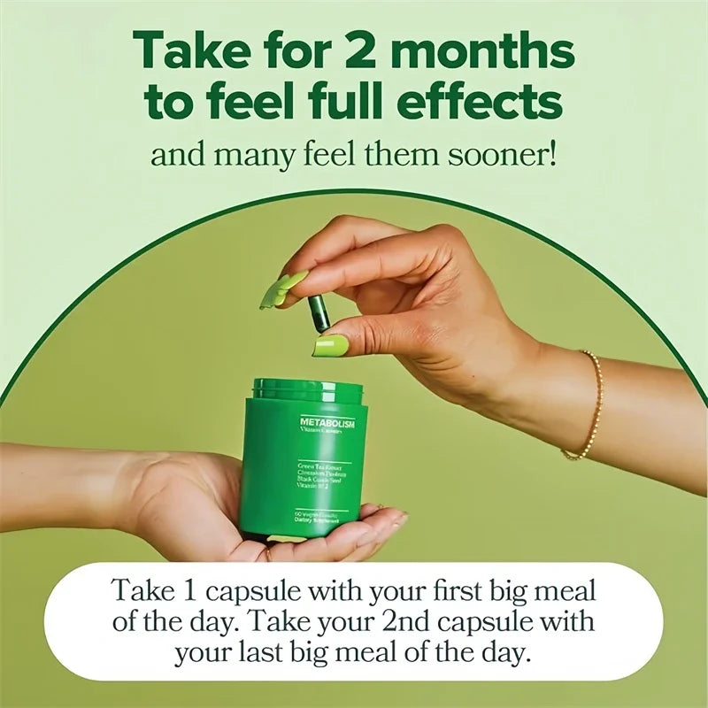 Green Tea Supplement Curb Cravings Vegan Capsules Vitamin B12 Antioxidant Metabolism Support Weight Loss Pills Fat Burning Detox