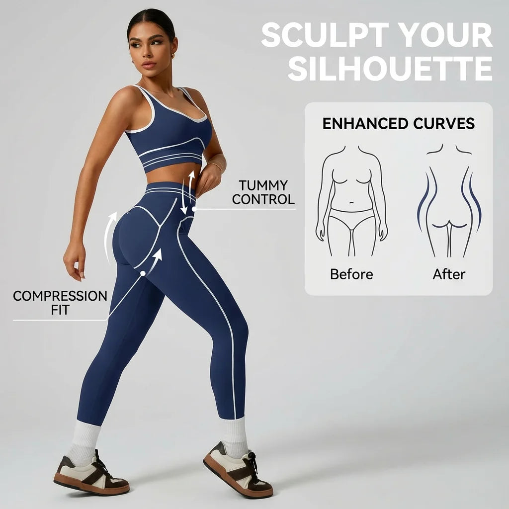 Women's Seamless Yoga Set - Sports Bra & High Waist Leggings Activewear for Gym Workout Fitness Exercise Stretch Athletic Outfit