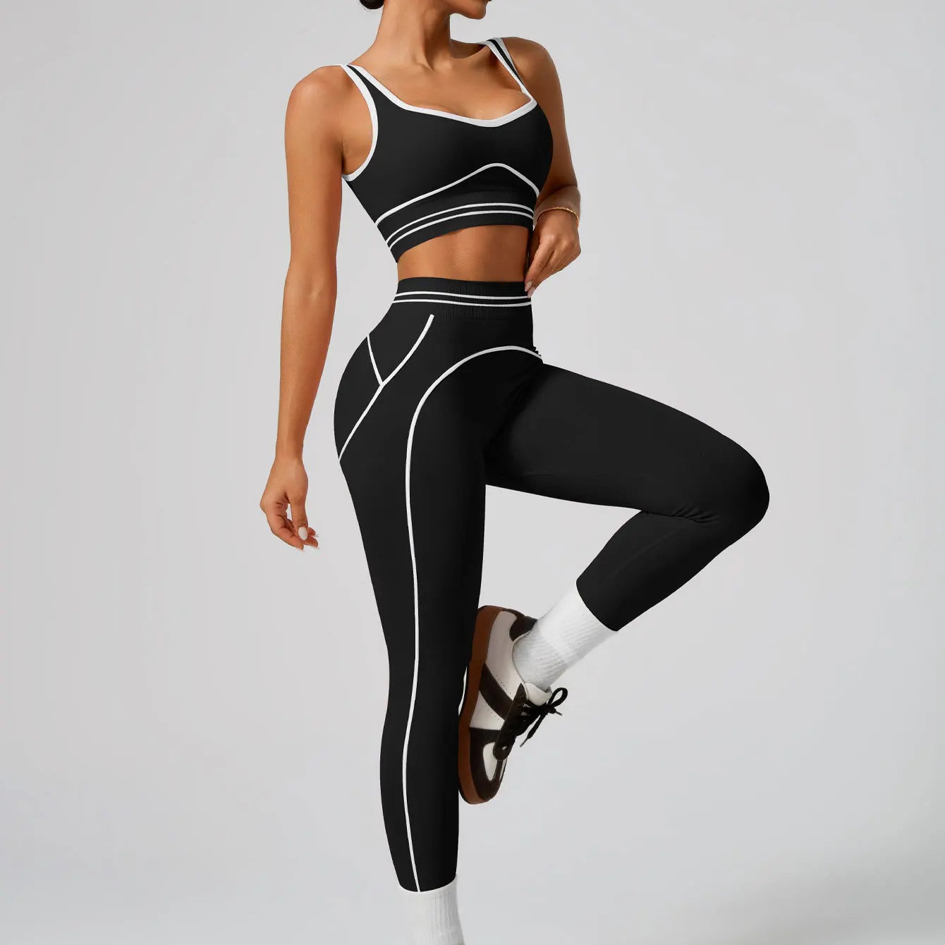 Women's Seamless Yoga Set - Sports Bra & High Waist Leggings Activewear for Gym Workout Fitness Exercise Stretch Athletic Outfit