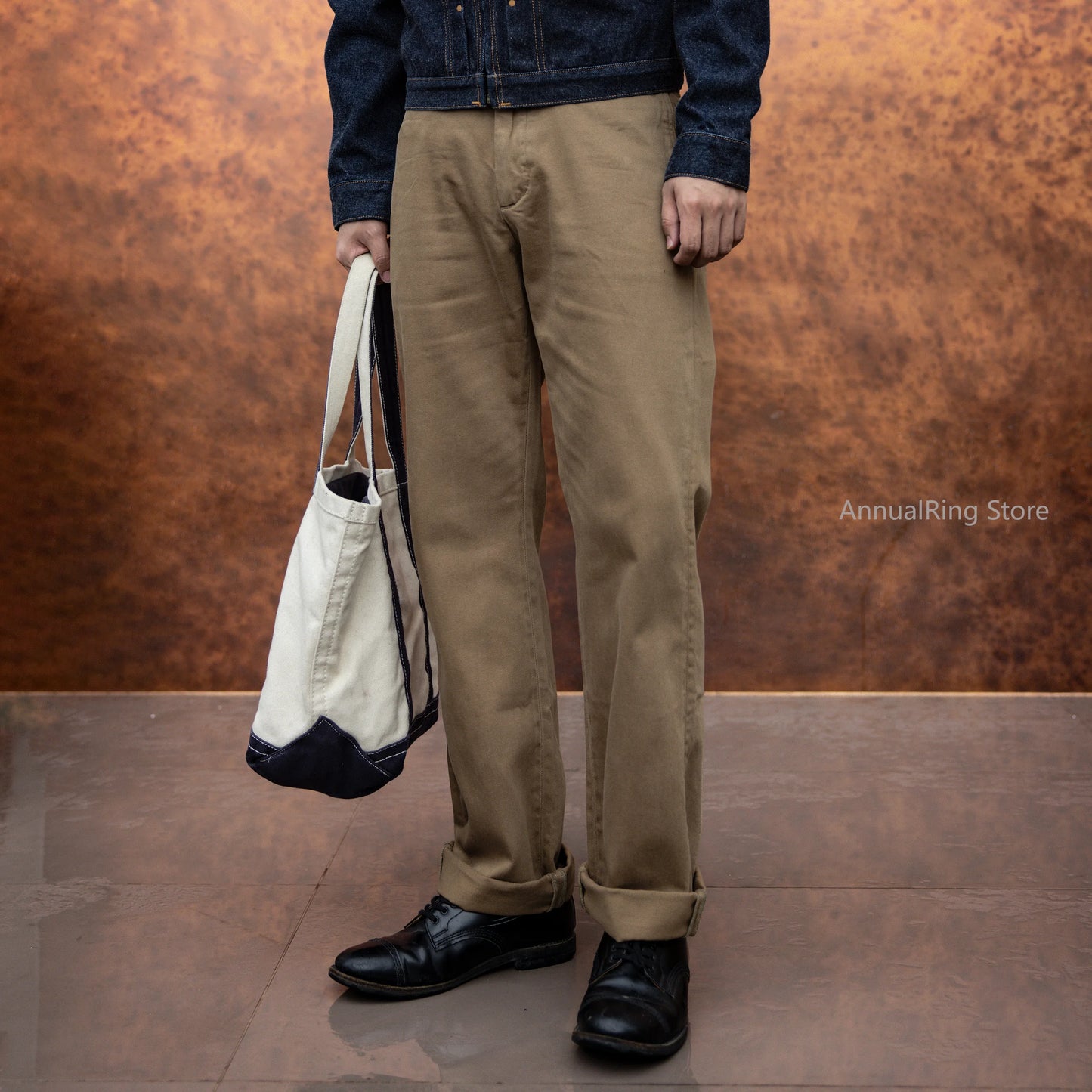 Red Tornado Garmen-Dyed Officer Chino Pants Straight Fit American Casual Style Men's Everyday Trousers