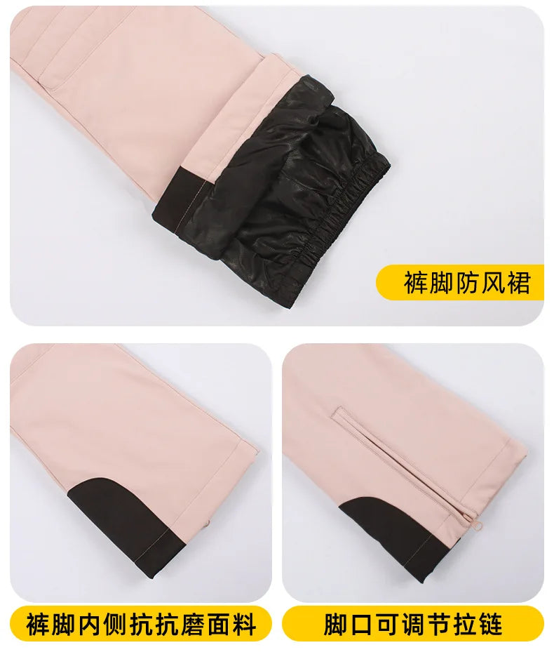 2024 Gsou Snow Winter Ski Pant Women Snowboard Strap Trouser High Waist Elastic Windproof Waterproof Thicken Thermal for Outdoor