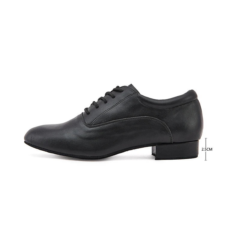 CINMIDY Male Genuine Leather Dance Shoes Black Latin Dance Shoes for Men  Modern Standard Sneaker  Party Shoes Heeled 2.5cm