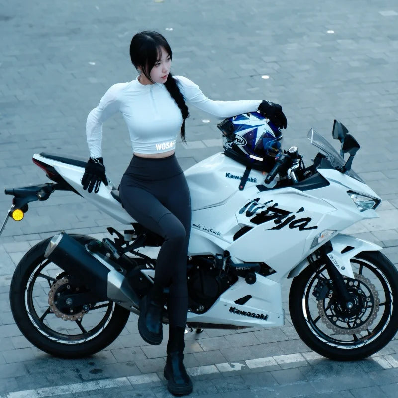 WOSAWE Women Motorcycle Jacket and Pants Set with Removable Pads Soft Protective Gear CE Level 2 Safety Moto Racing Clothes Slim