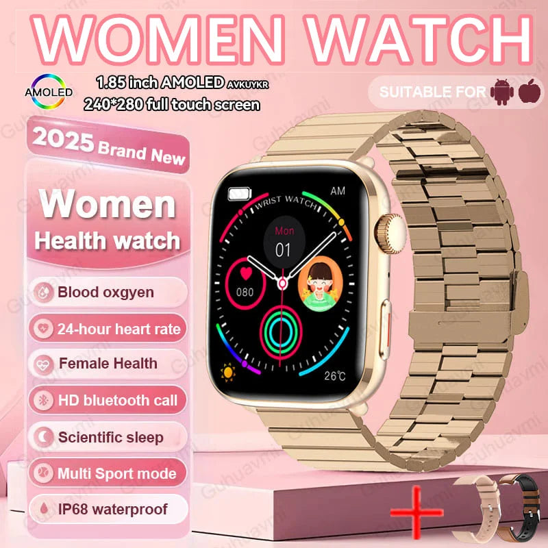 2025 New Women Men AI Smart Diagnosis Watch HRV+PPG Blood Pressure Heart Rate Health Monitor IP68 NFC Fashion Sports Smartwatchs